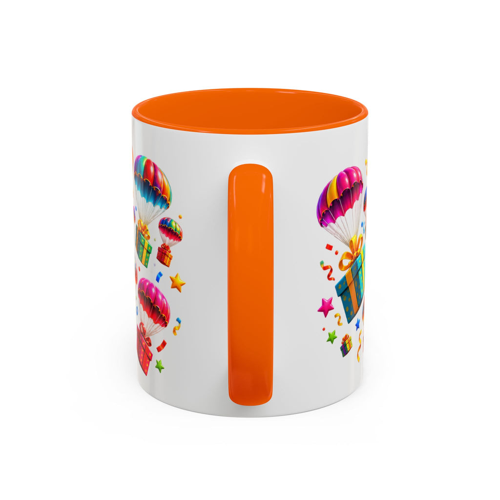 Birthday Gifts Coffee Mug — "It's Raining Birthday Gifts!" Colorful Accent Mug