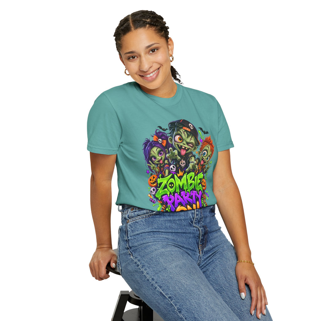Zombie Party On! – Halloween Zombie Crew Graphic T-Shirt