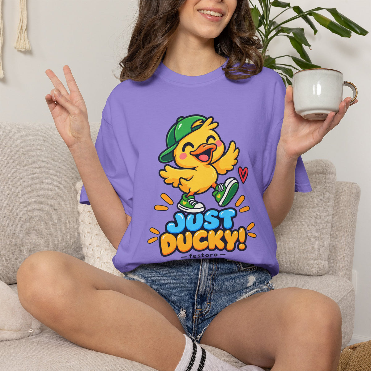 Just Ducky! – Cute Happy Duck Graphic T-Shirt