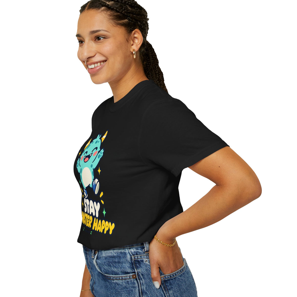 Stay Monster Happy – Cute Monster Graphic T-Shirt