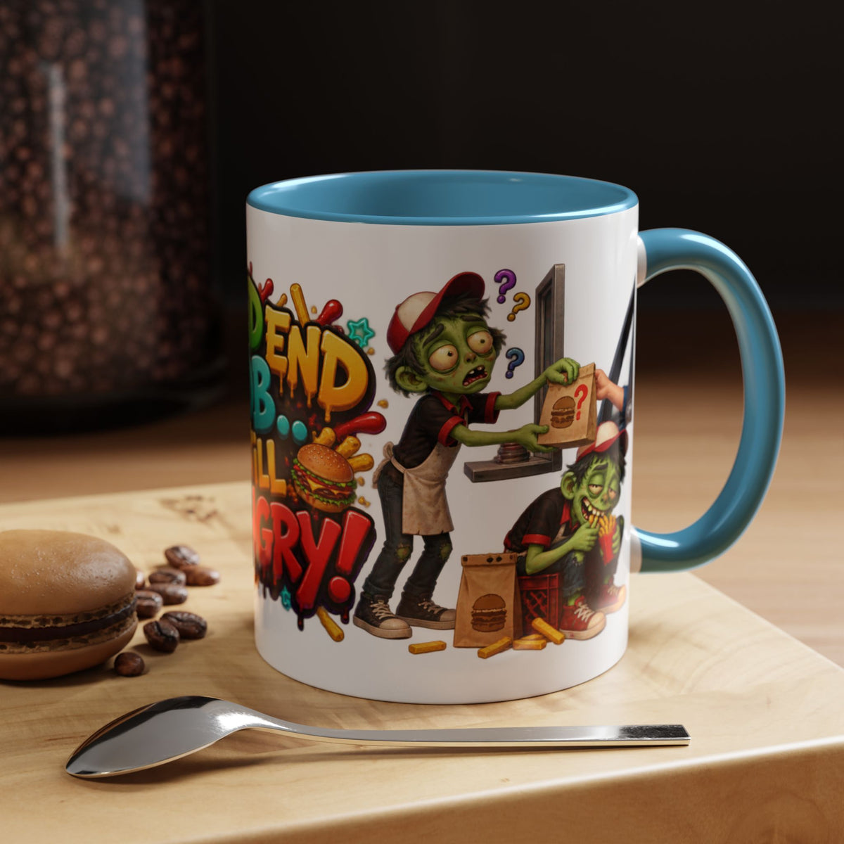 Dead End Job Still Hungry Funny Zombie Halloween White Mug