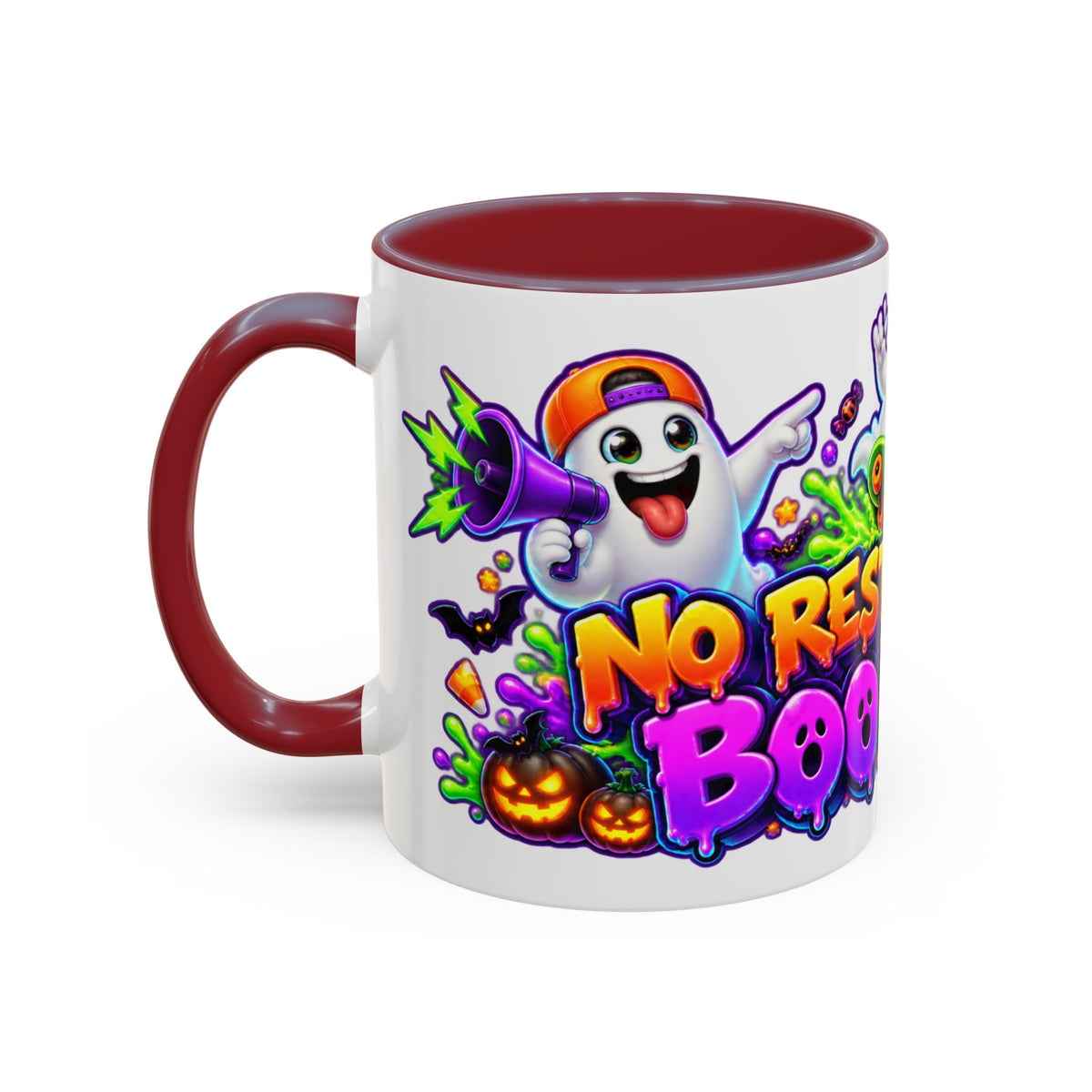 No Rest for the Boo Crew Crazy Ghosts Halloween White Mug