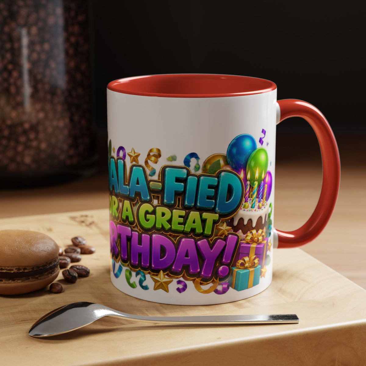Koala-Fied for a Great Birthday White Mug – Cute Koala Birthday Cup, Colorful Fun Party Gift