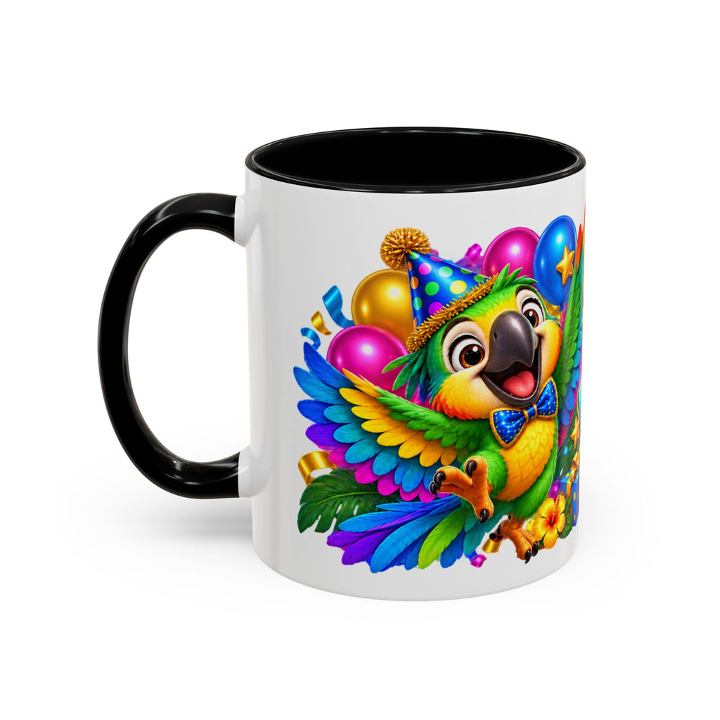 Squawk! It’s Your Birthday White Mug – Cute Parrot Birthday Cup, Colorful Tropical Party Gift
