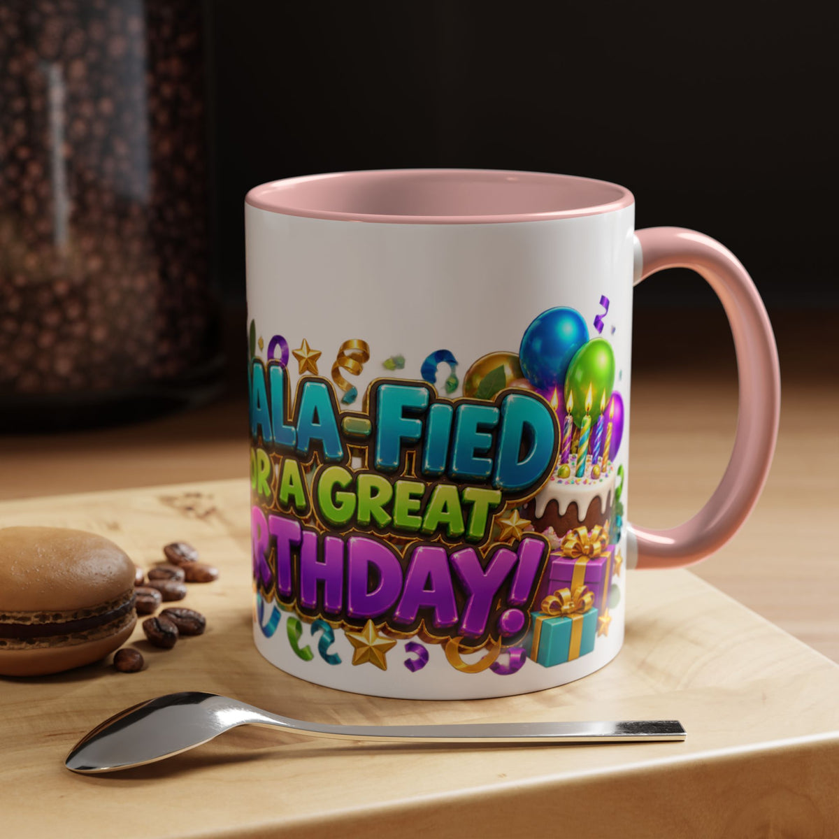 Koala-Fied for a Great Birthday White Mug – Cute Koala Birthday Cup, Colorful Fun Party Gift