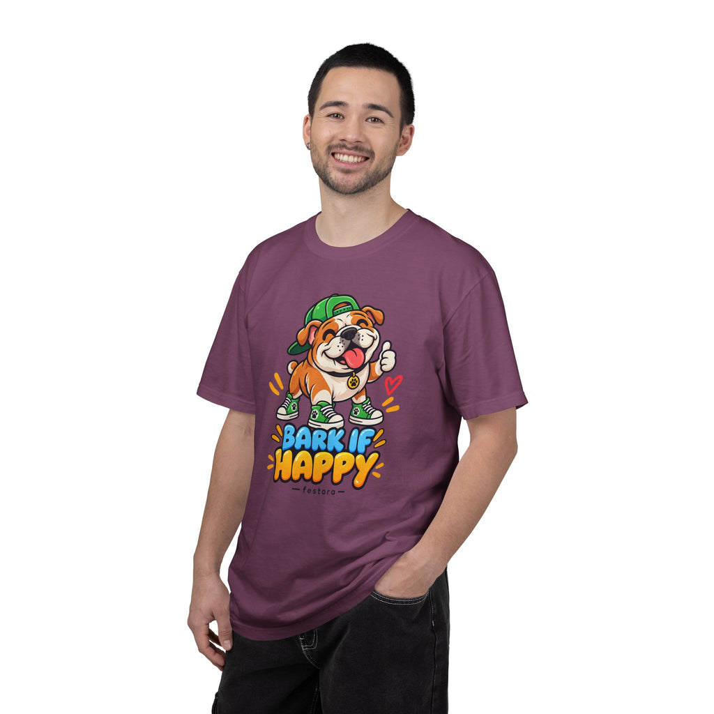 Bark If Happy – Cute Bulldog Graphic T-Shirt