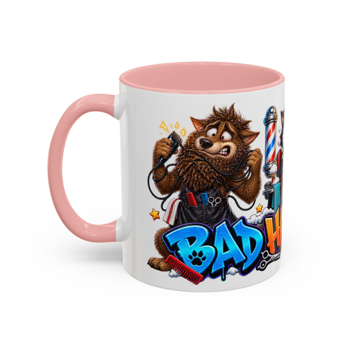 Bad Hair Night Funny Werewolf Barber Halloween White Mug