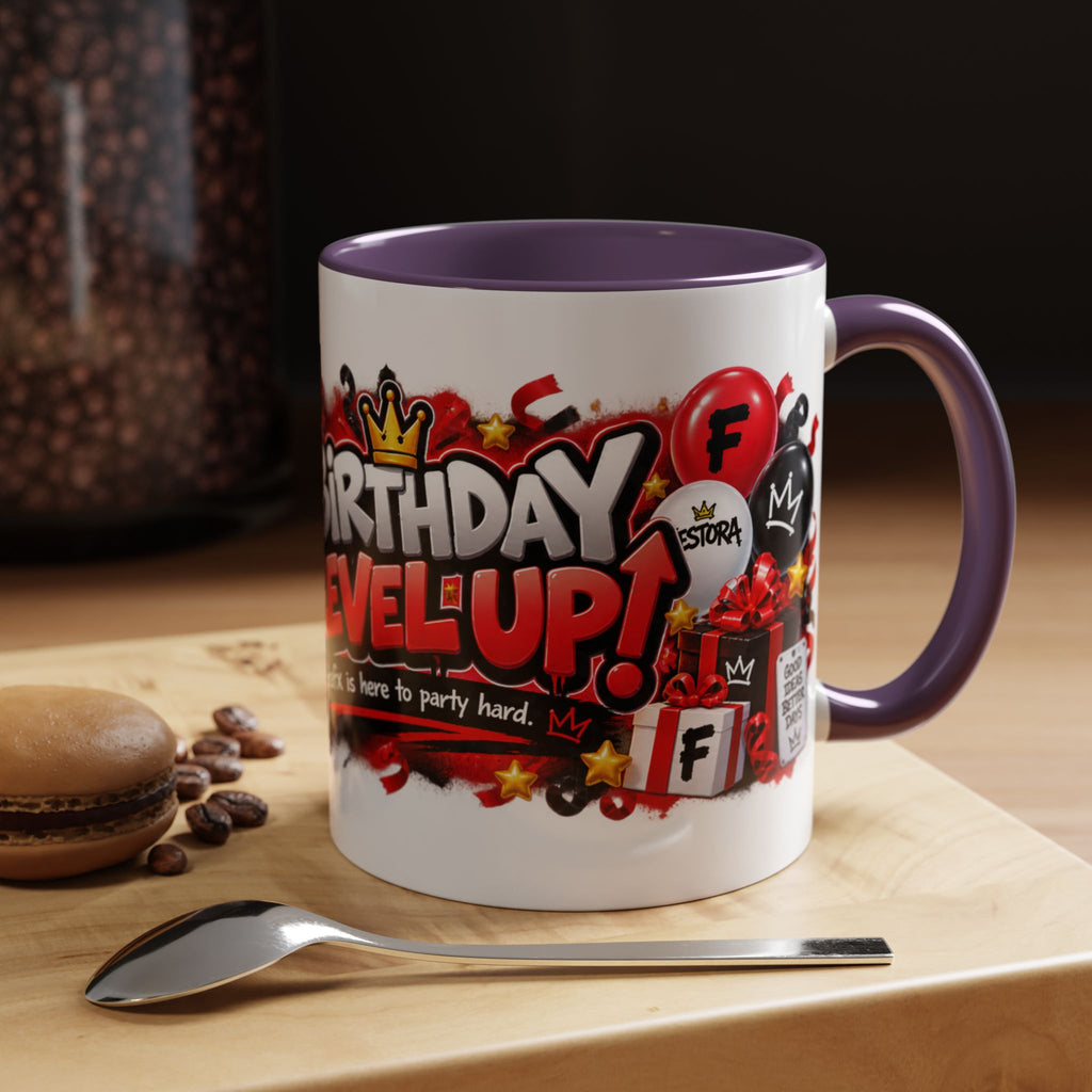 Festora Grafx Birthday Mug – Birthday Level Up Robot Coffee Cup