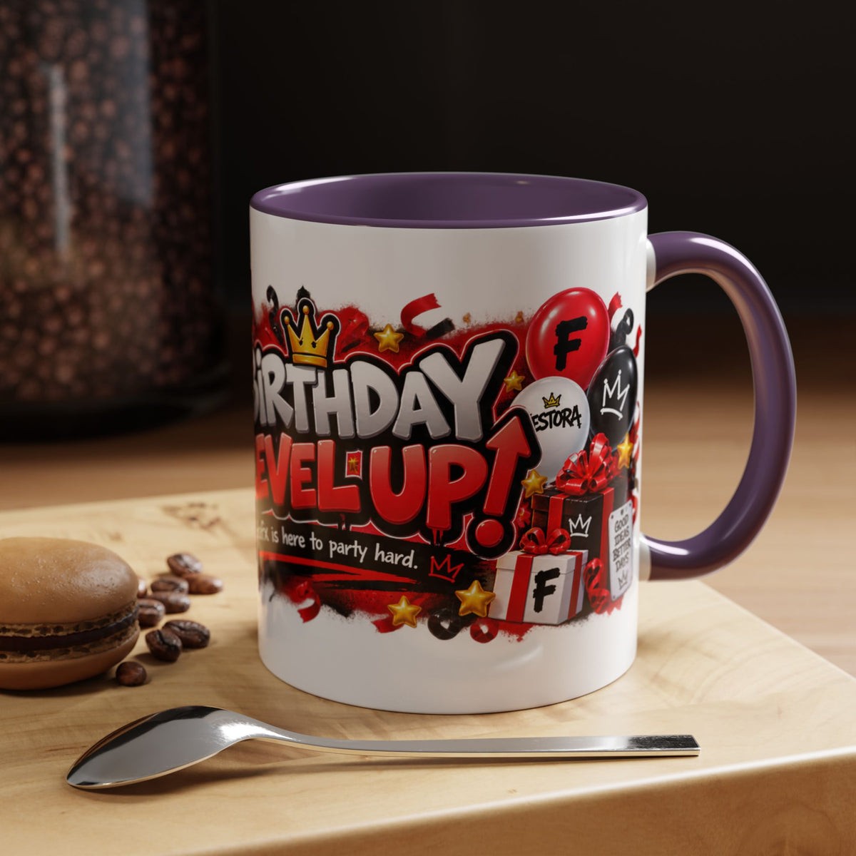 Festora Grafx Birthday Mug – Birthday Level Up Robot Coffee Cup
