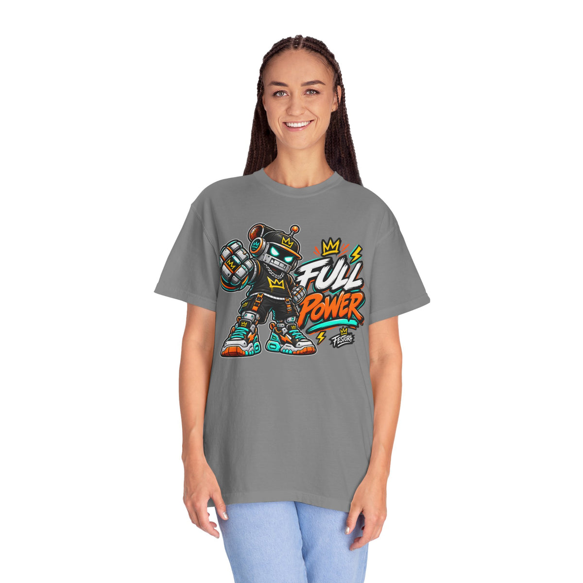 Full Power Robot Graphic T-Shirt — Retro Streetwear Tee