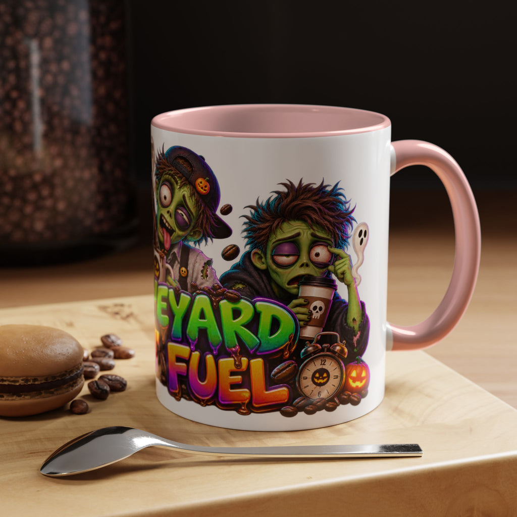 Graveyard Shift Fuel Coffee Zombies Halloween White Mug