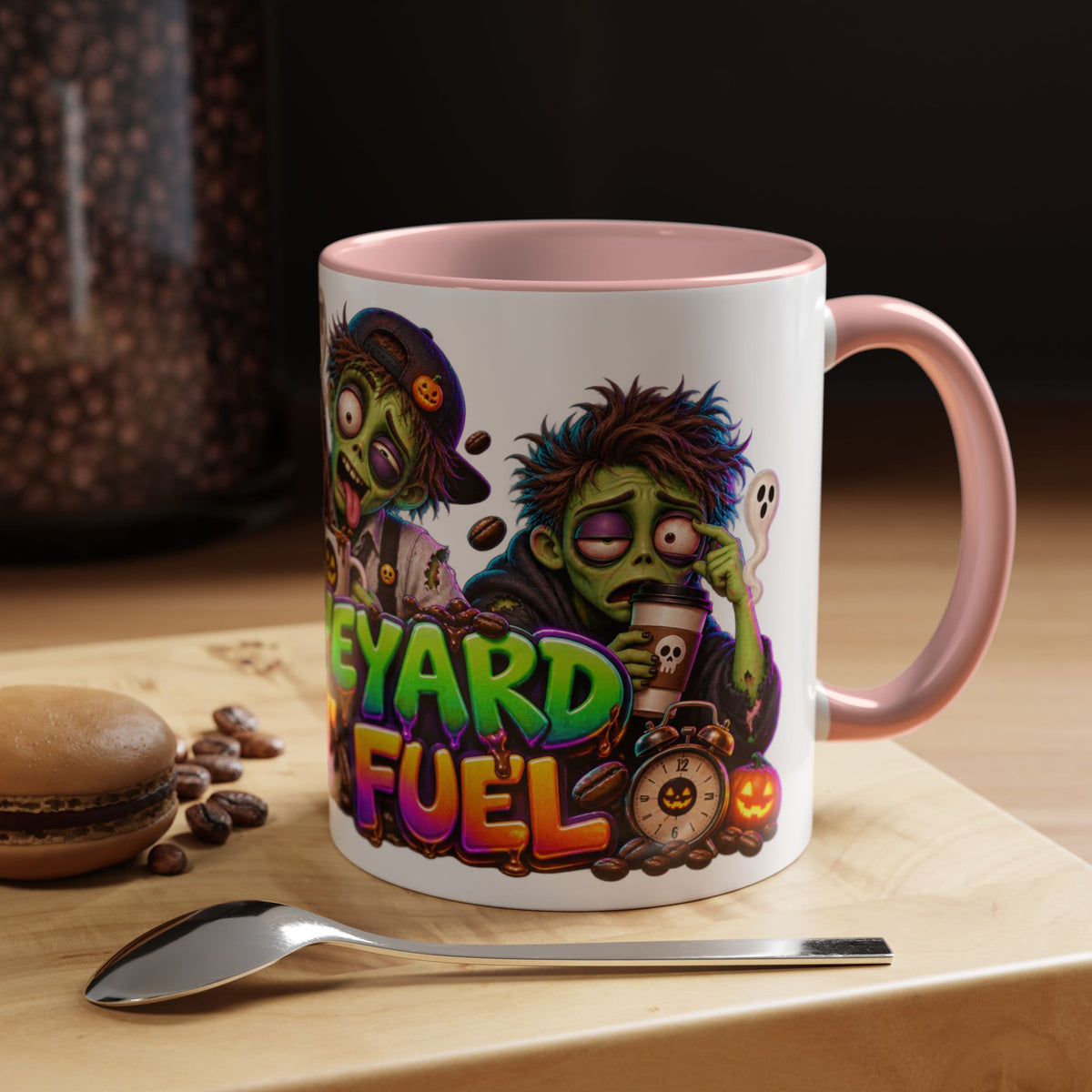 Graveyard Shift Fuel Coffee Zombies Halloween White Mug