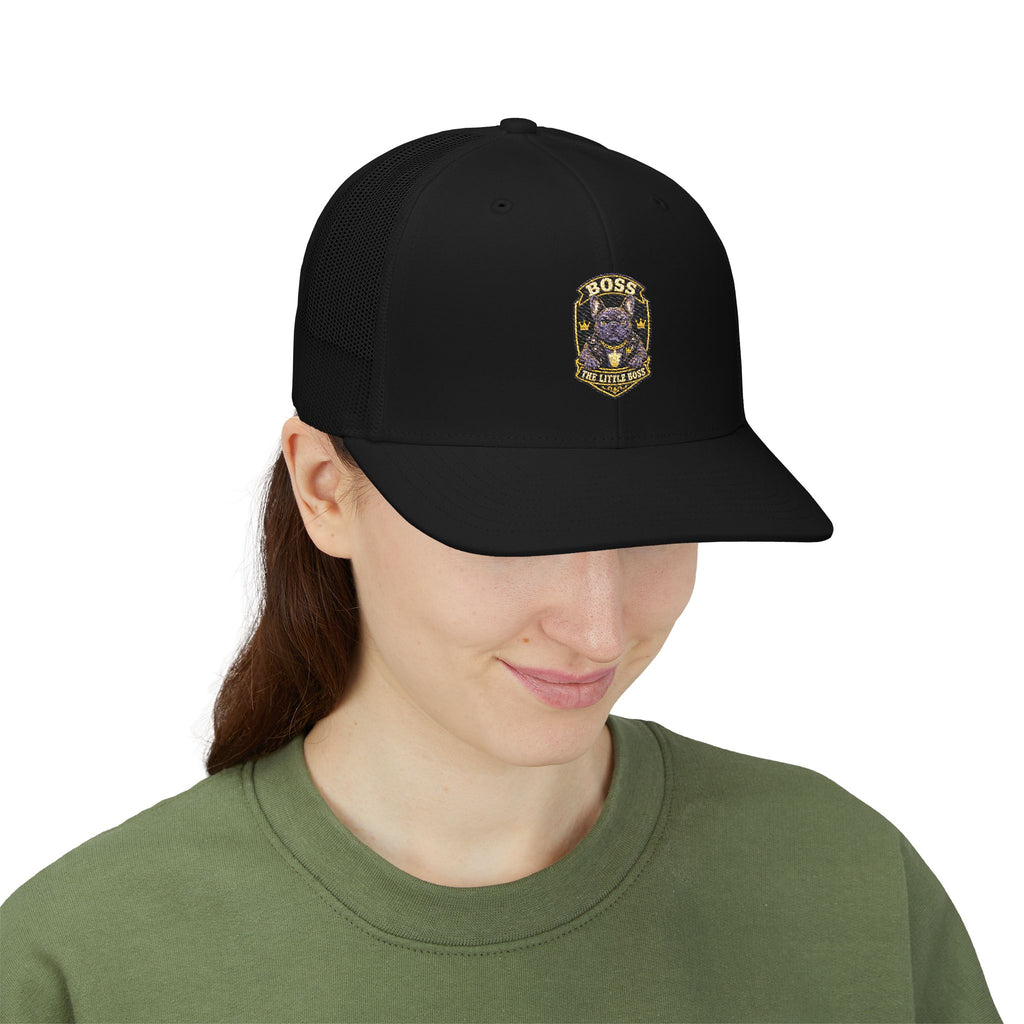 Gold Crest Embroidered Snapback Trucker Cap – Vintage Purple Emblem