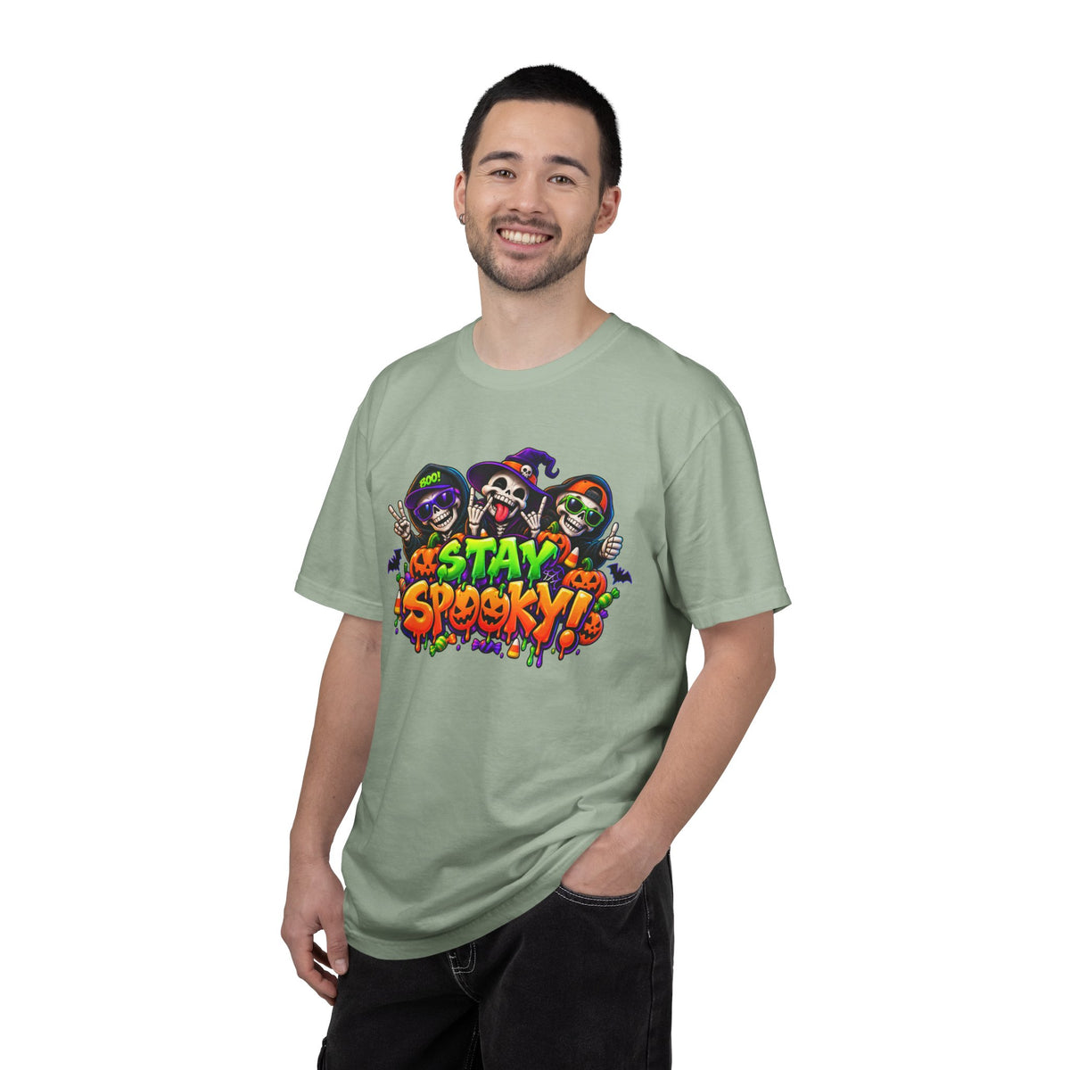 Stay Spooky Halloween T-Shirt – Funny Skeleton Crew Colorful Graphic Tee
