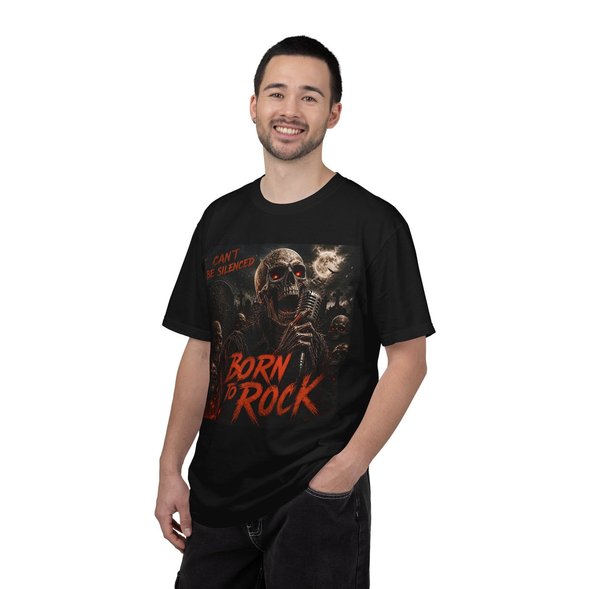 Born to Rock Skull T-Shirt — 'I Can't Be Silenced' Heavy Metal Tee