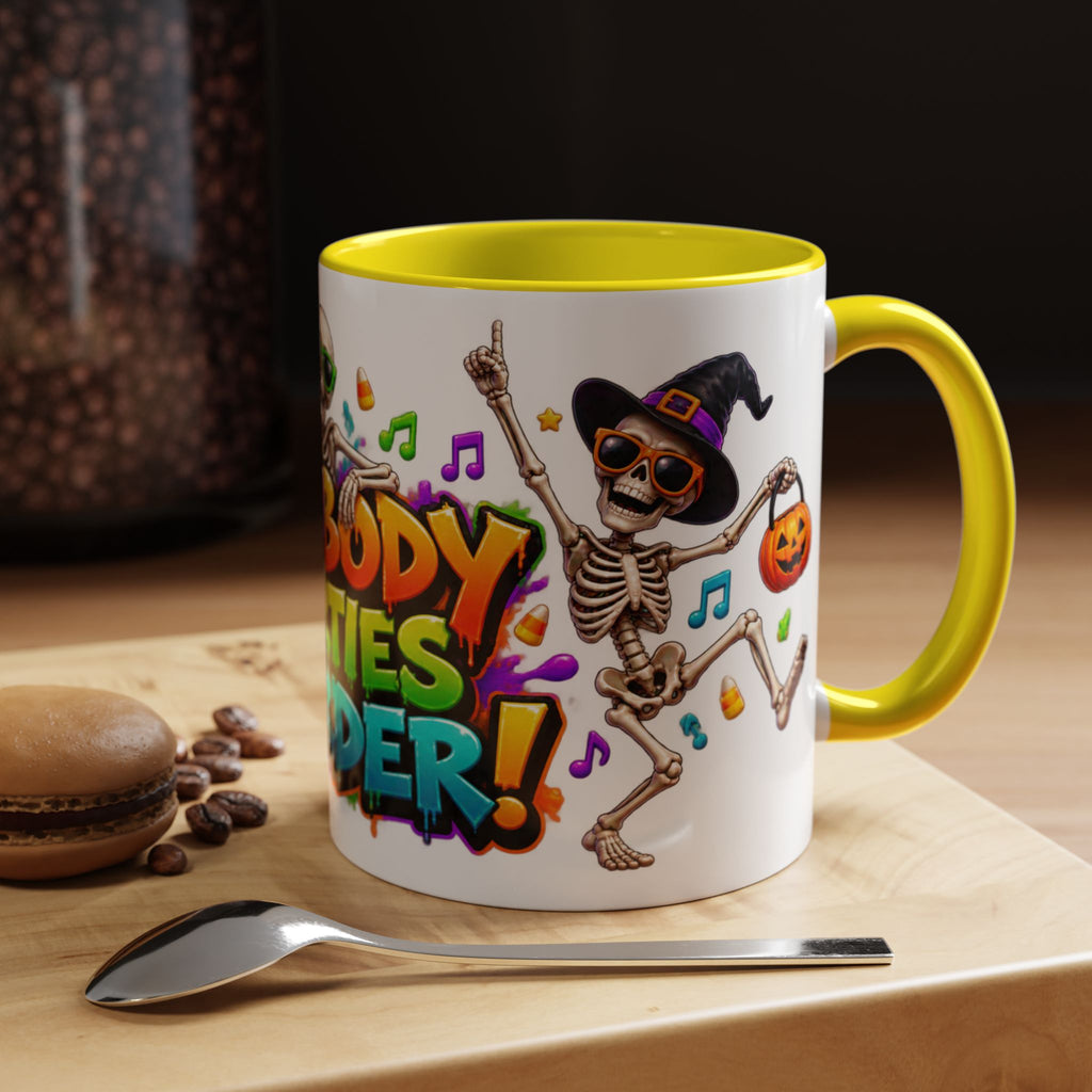 No Body Parties Harder Halloween Skeleton Party White Mug