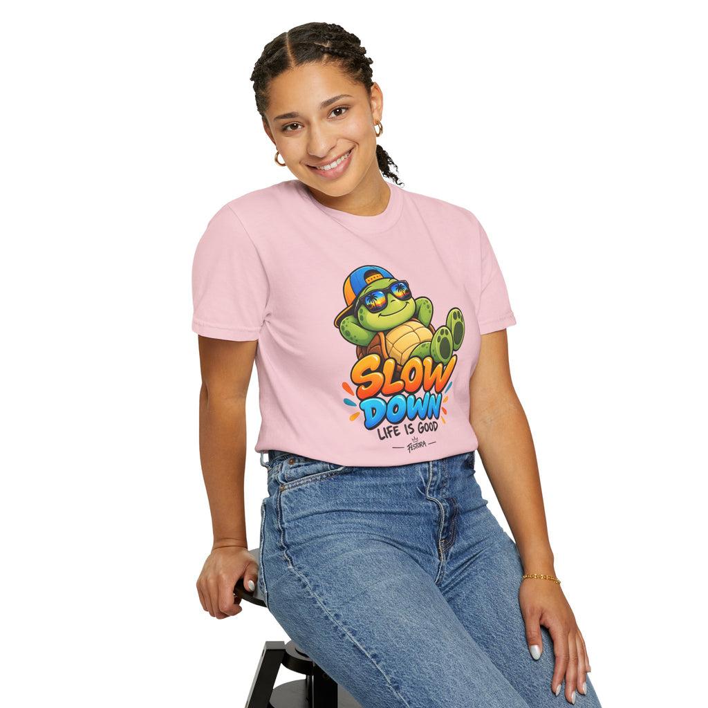 Slow Down, Life Is Good – Turtle Graphic T-Shirt | Festora Everyday