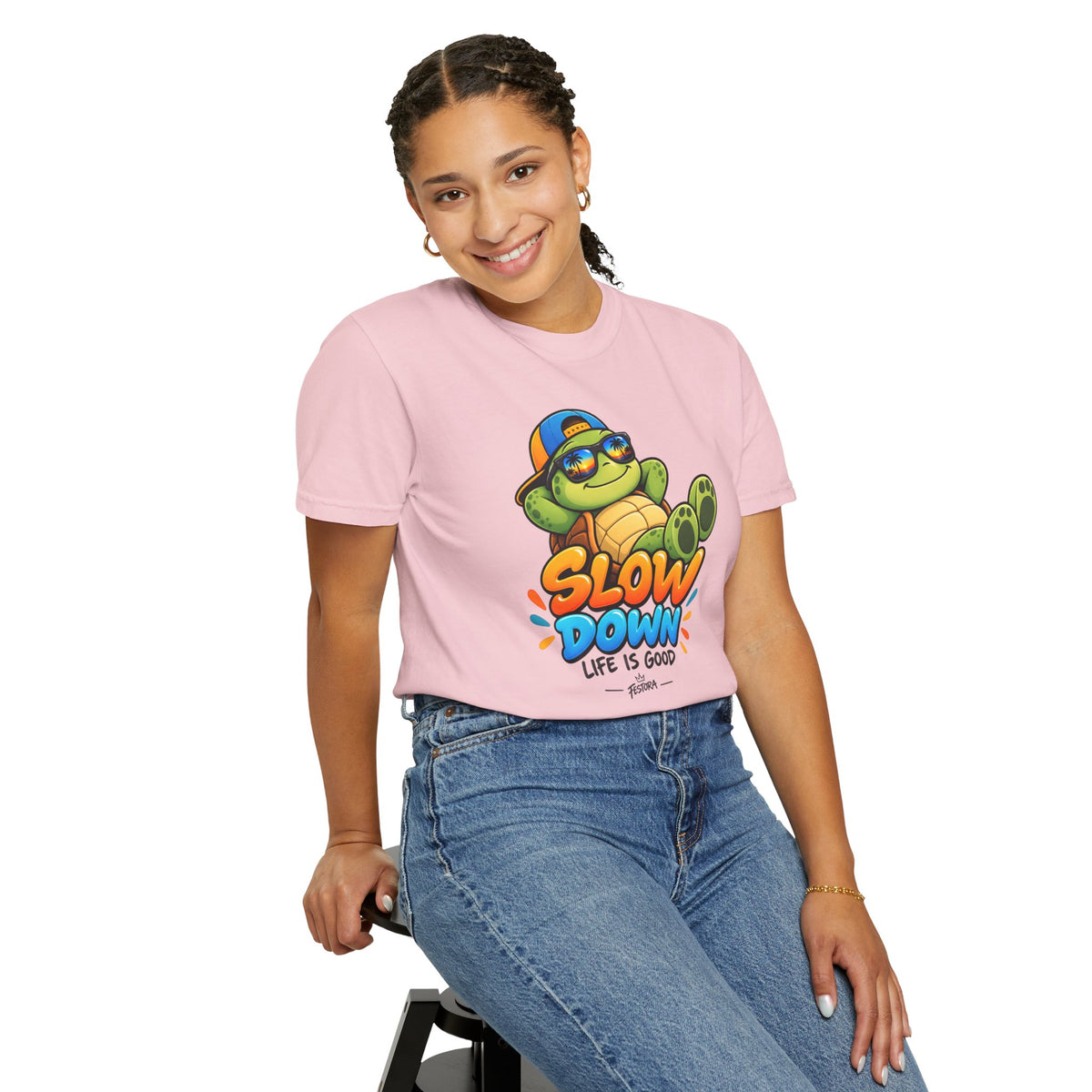 Slow Down, Life Is Good – Turtle Graphic T-Shirt | Festora Everyday