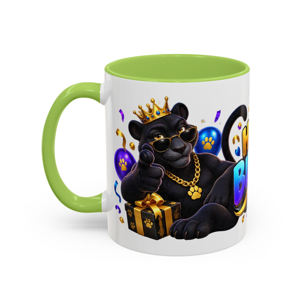Black Panther Happy Birthday Mug – Purple Blue & Gold Birthday Gift – FestoraShop White Coffee Mug