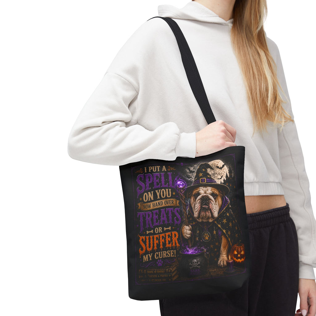 Halloween Bulldog Tote Bag - "I Put a Spell On You" Trick-or-Treat Candy Bag