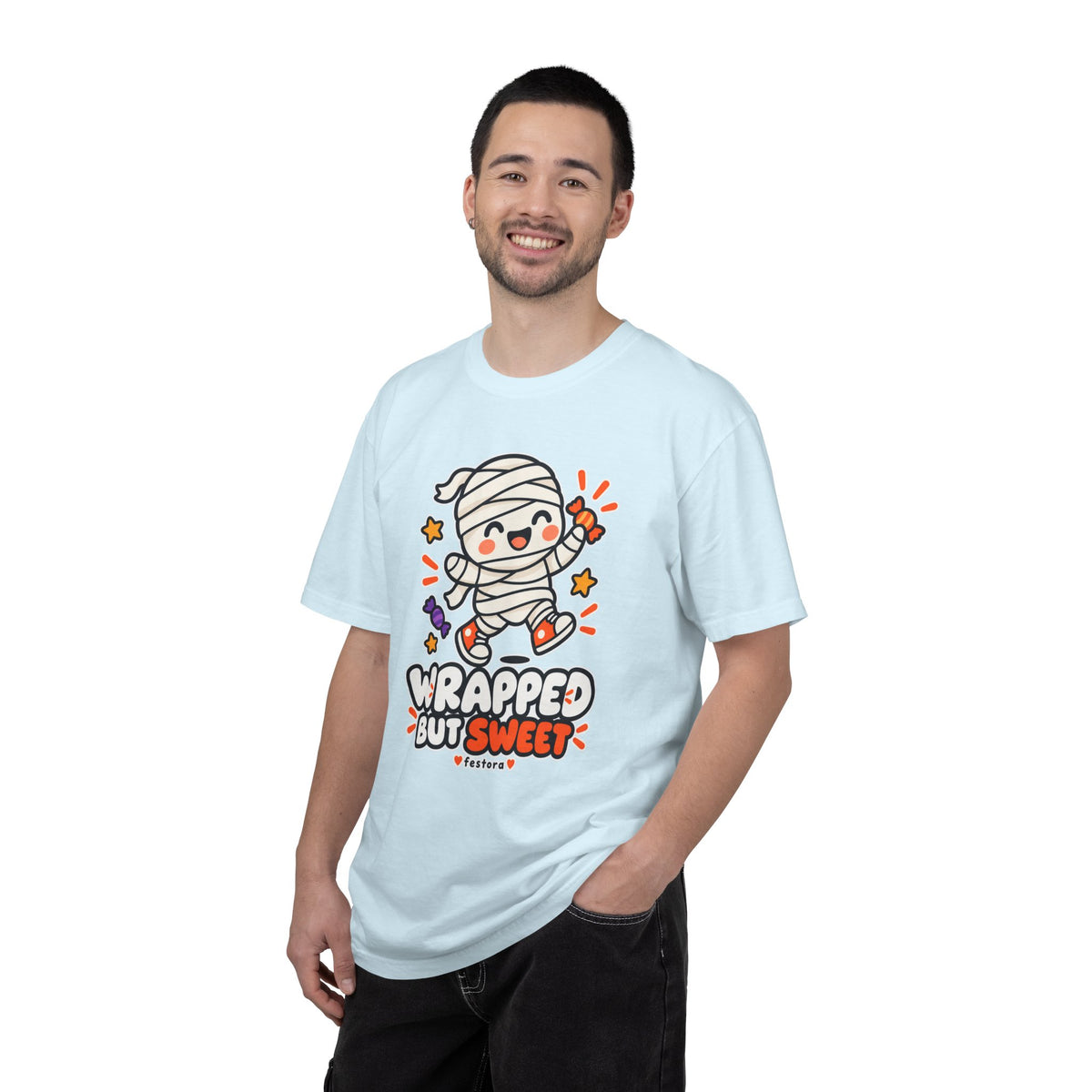 Wrapped but Sweet Halloween T-Shirt | Cute Mummy Graphic Tee