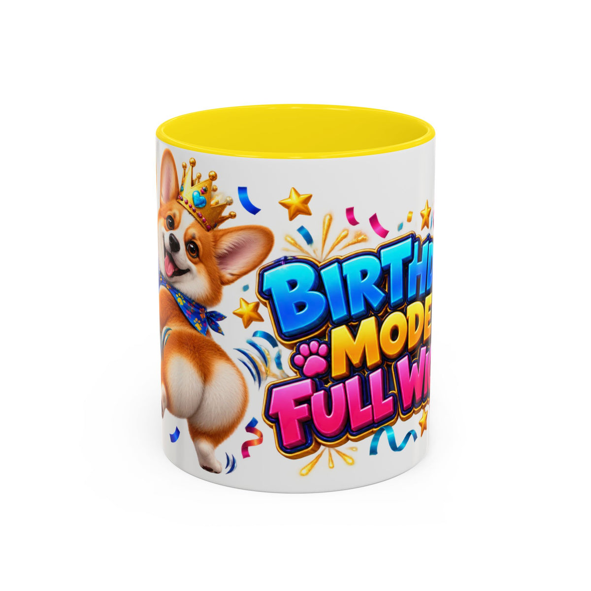 Birthday Mode Full Wiggle Corgi White Mug