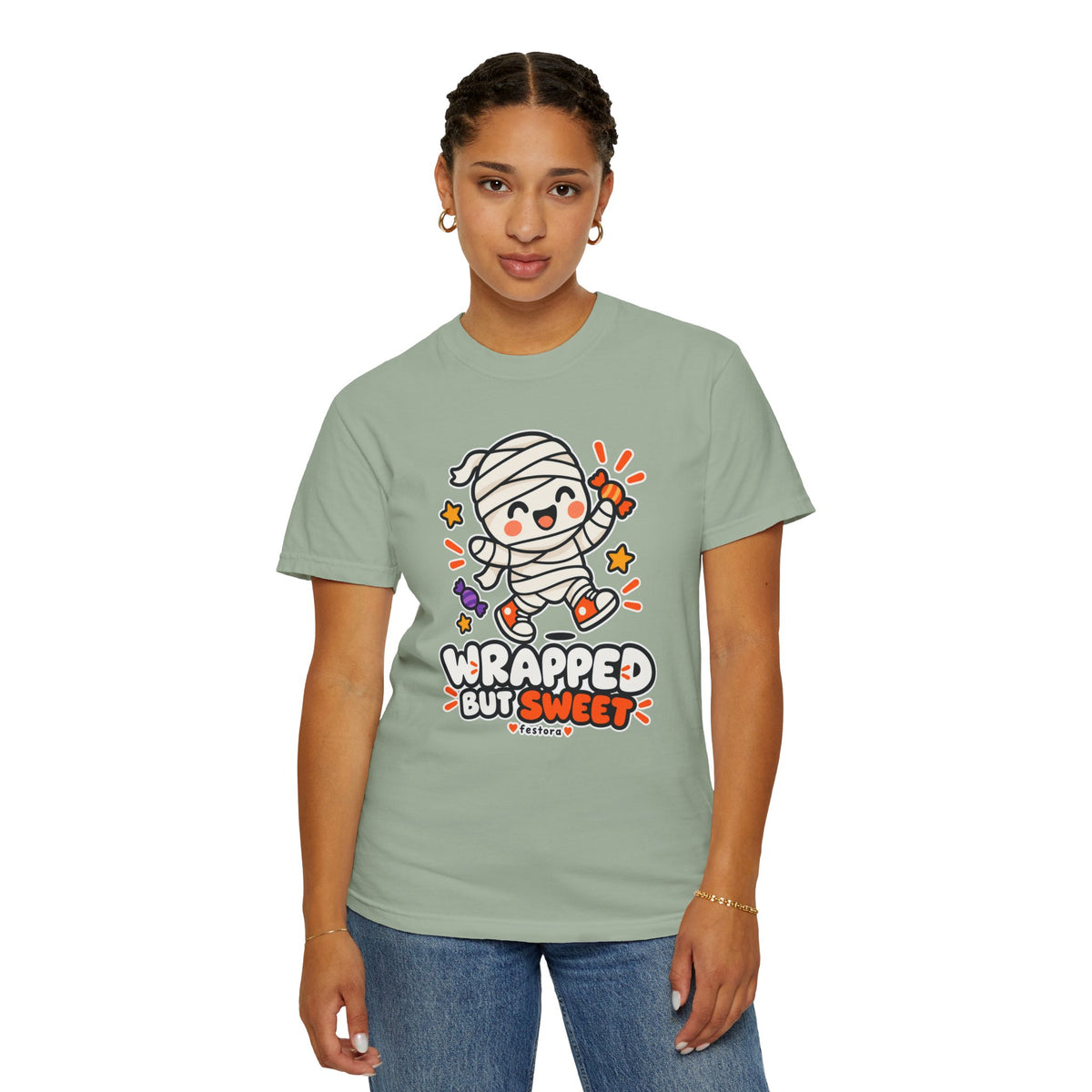 Wrapped but Sweet Halloween T-Shirt | Cute Mummy Graphic Tee