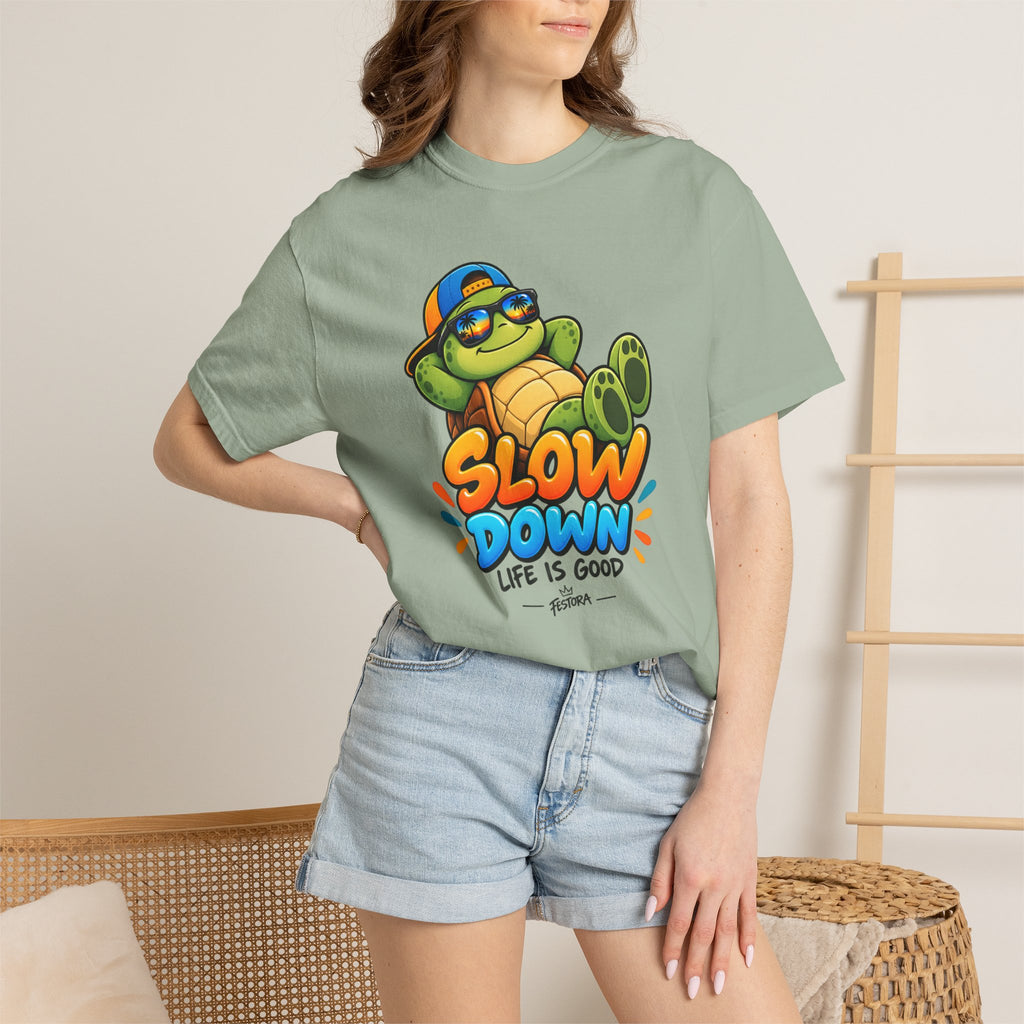 Slow Down, Life Is Good – Turtle Graphic T-Shirt | Festora Everyday