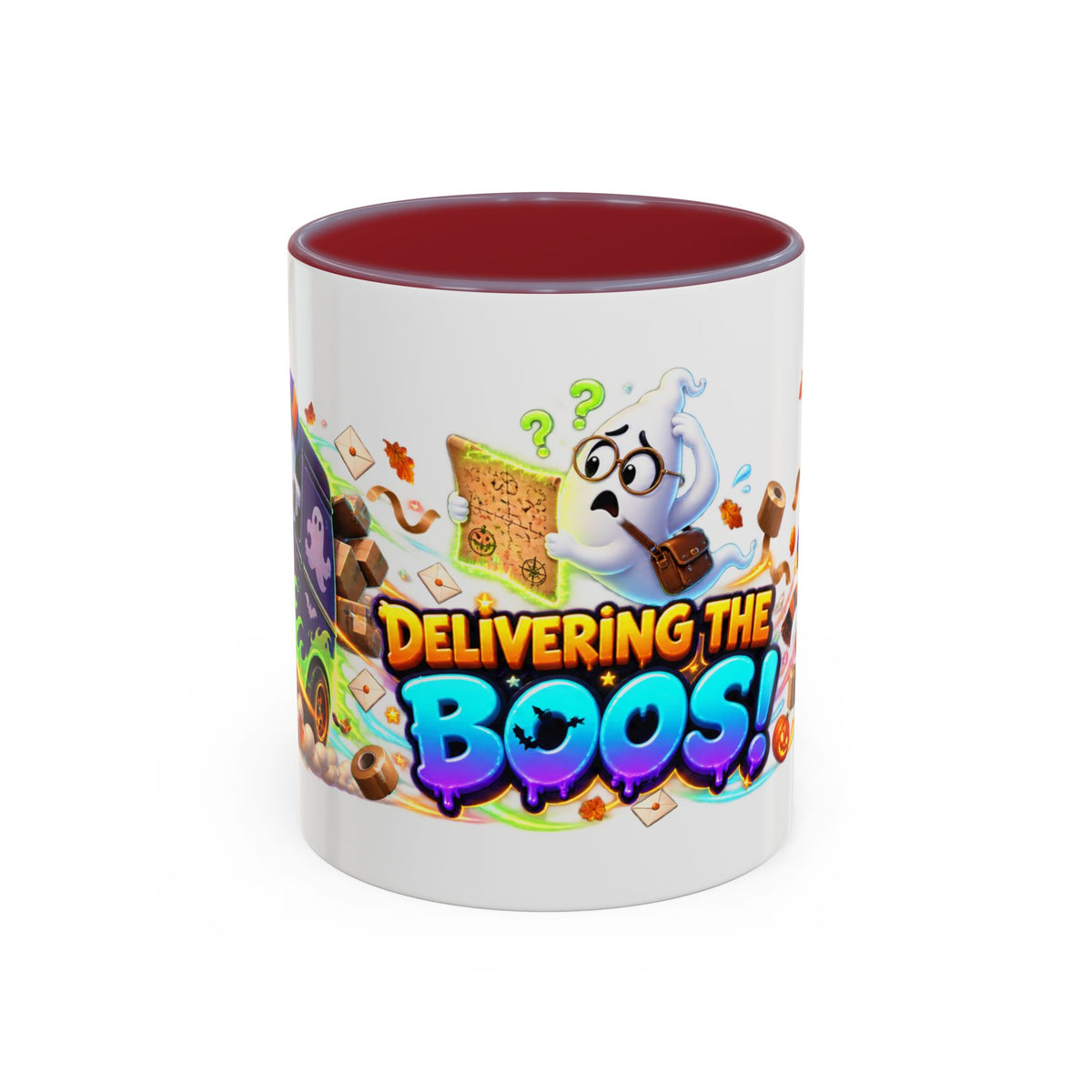 Delivering the Boos Ghost Delivery Halloween White Mug