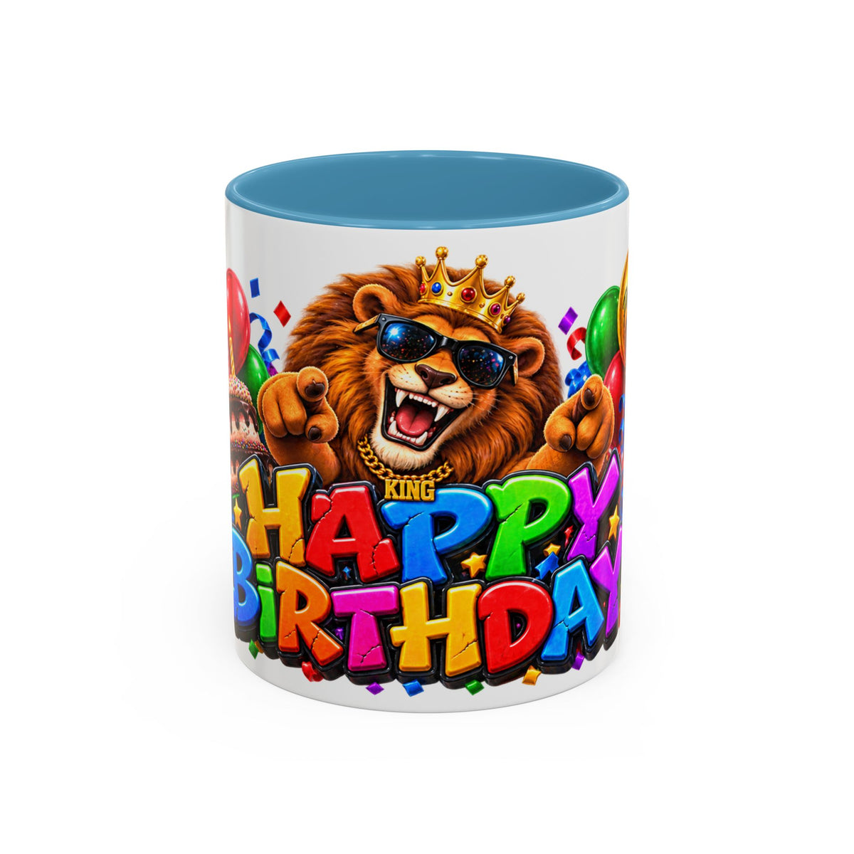 Lion Happy Birthday Mug – Colorful 3D King Celebration Design