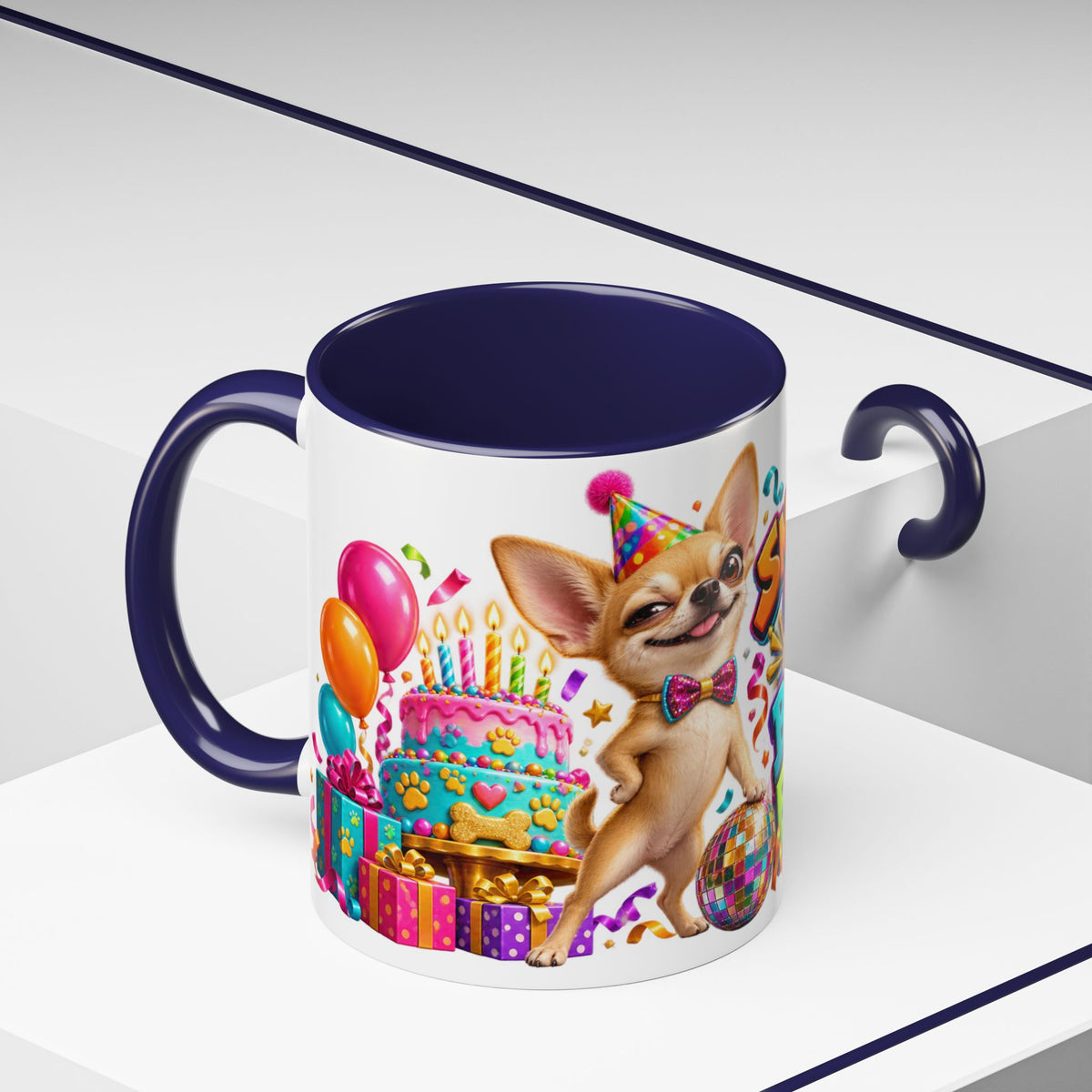 Small Dog Big Birthday Energy Chihuahua White Mug