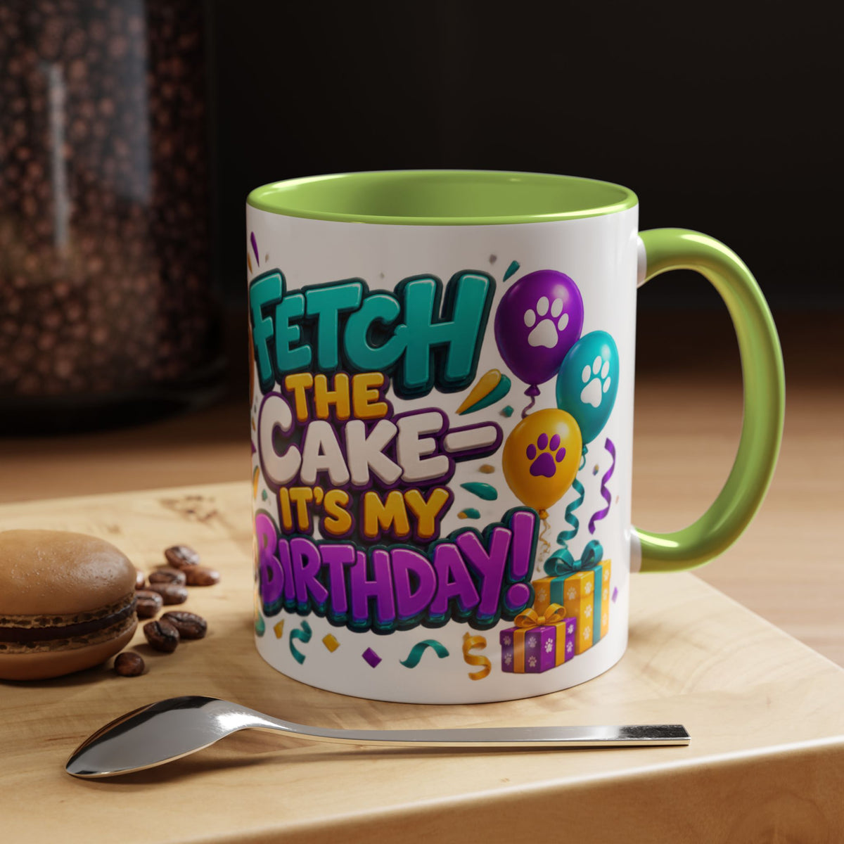 Beagle Birthday Mug – Fetch the Cake White Ceramic Coffee Cup