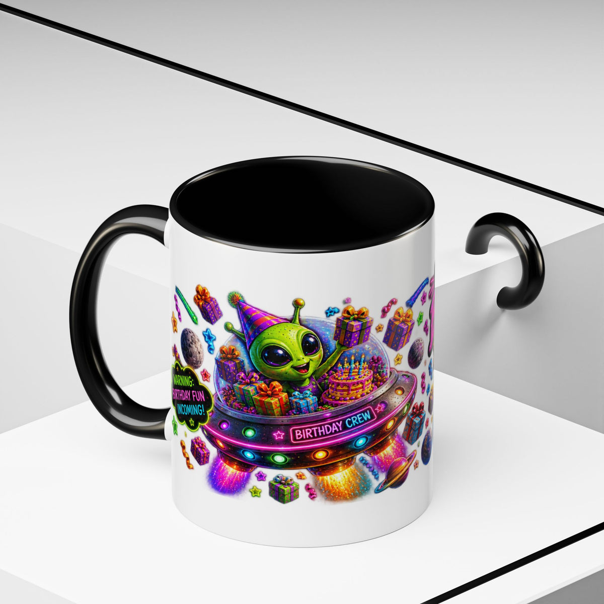 Birthday Galaxy Coffee Mug — "I Heard It's Your Birthday So I Brought The Party From Another Galaxy" Accent Mug