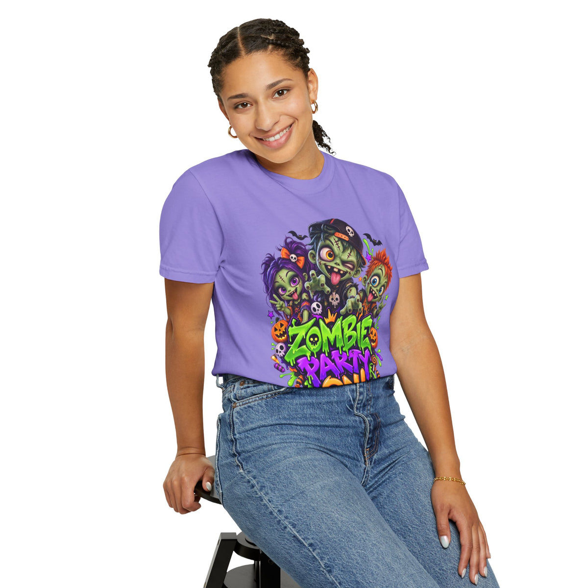 Zombie Party On! – Halloween Zombie Crew Graphic T-Shirt