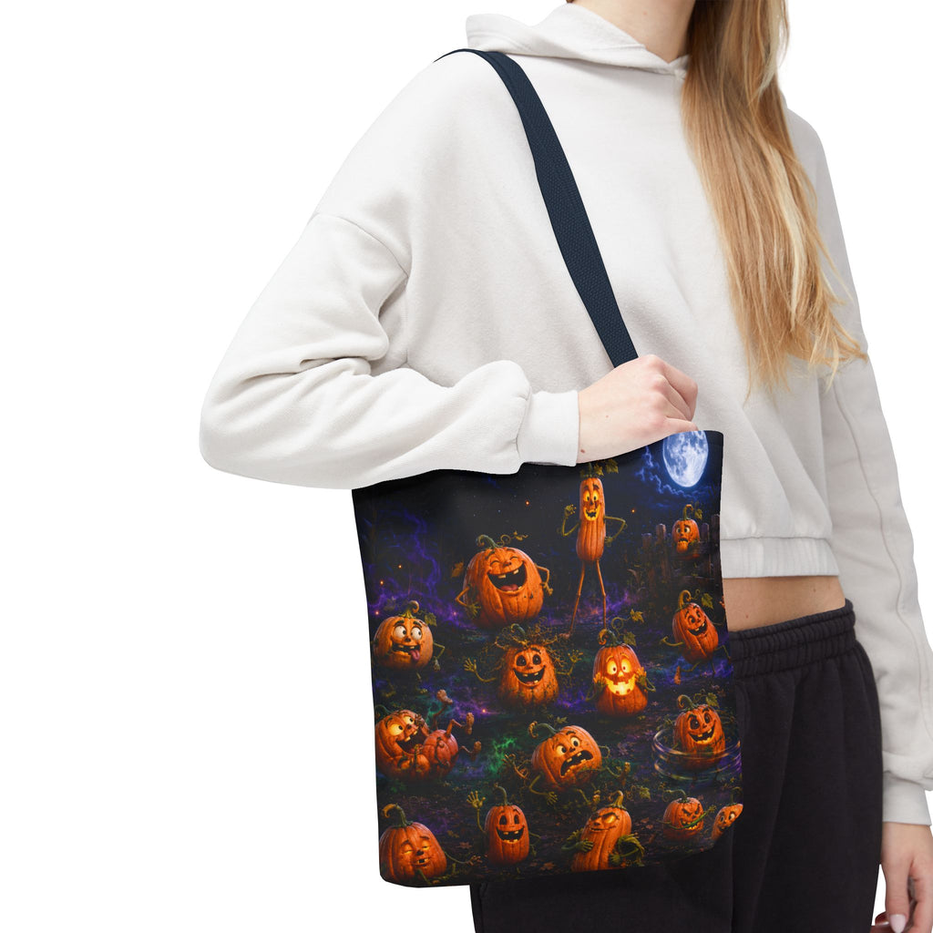 Halloween Pumpkin Patch Tote Bag — Spooky Jack-o'-Lantern All-Over Print