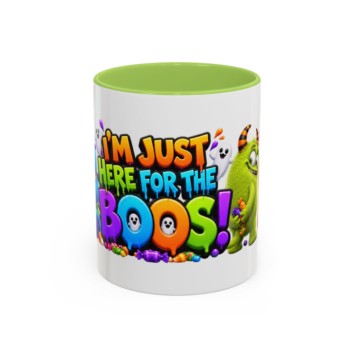 I’m Just Here for the Boos Funny Halloween Monster White Mug