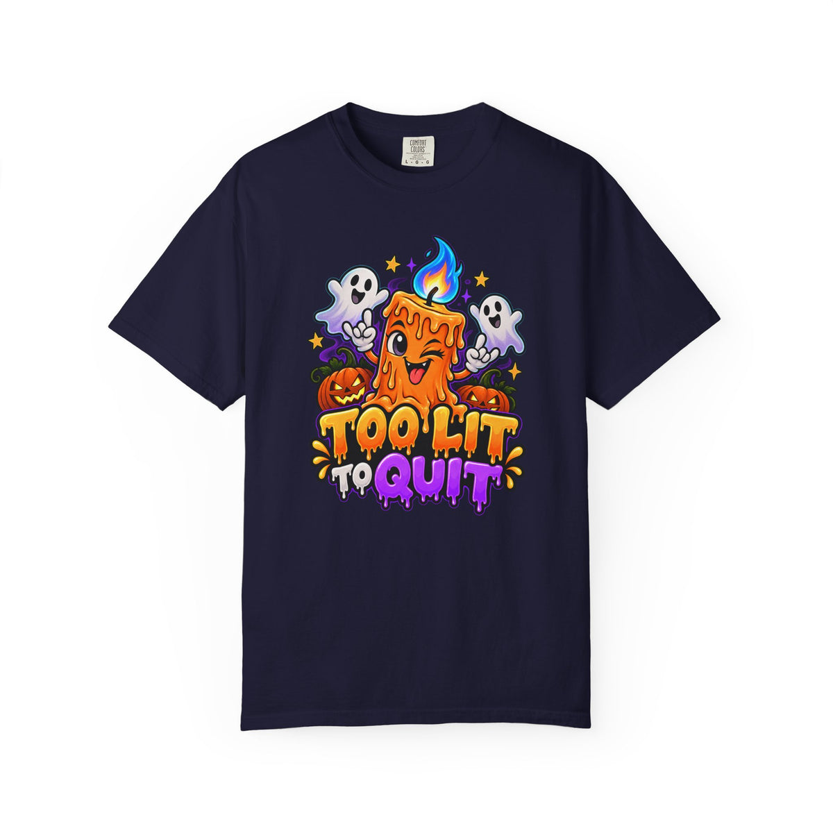 Too Lit to Quit – Funny Halloween Candle T-Shirt