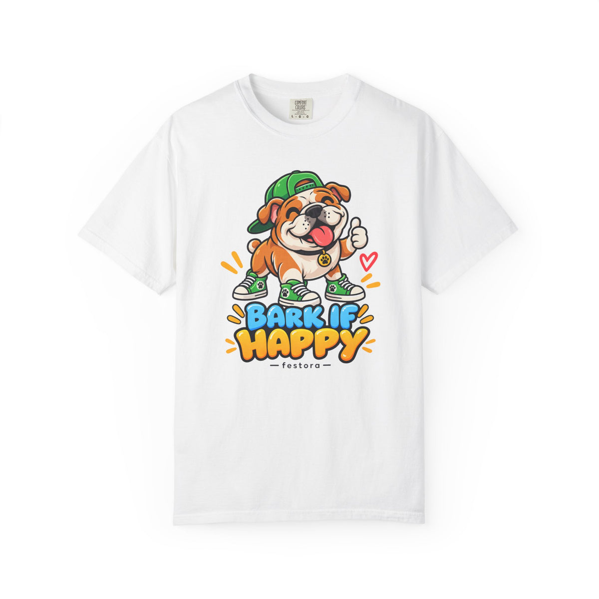 Bark If Happy – Cute Bulldog Graphic T-Shirt