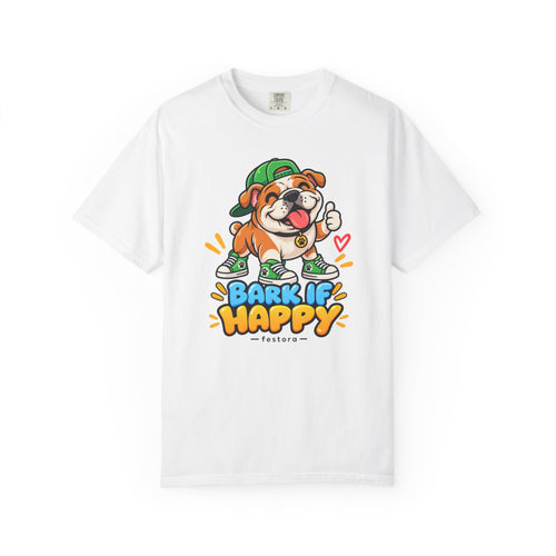Bark If Happy – Cute Bulldog Graphic T-Shirt