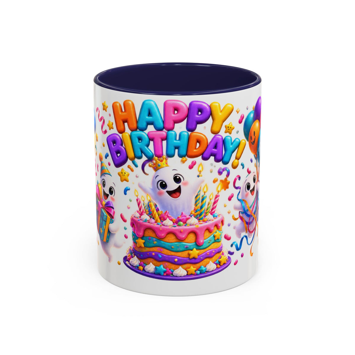 Happy Birthday Accent Coffee Mug - Colorful Celebration Mug (11oz, 15oz)