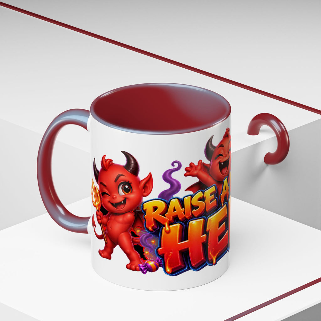 Raise a Little Hell Cute Devils Halloween White Mug