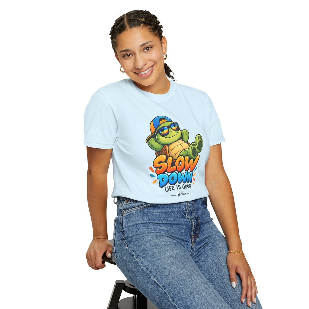 Slow Down, Life Is Good – Turtle Graphic T-Shirt | Festora Everyday
