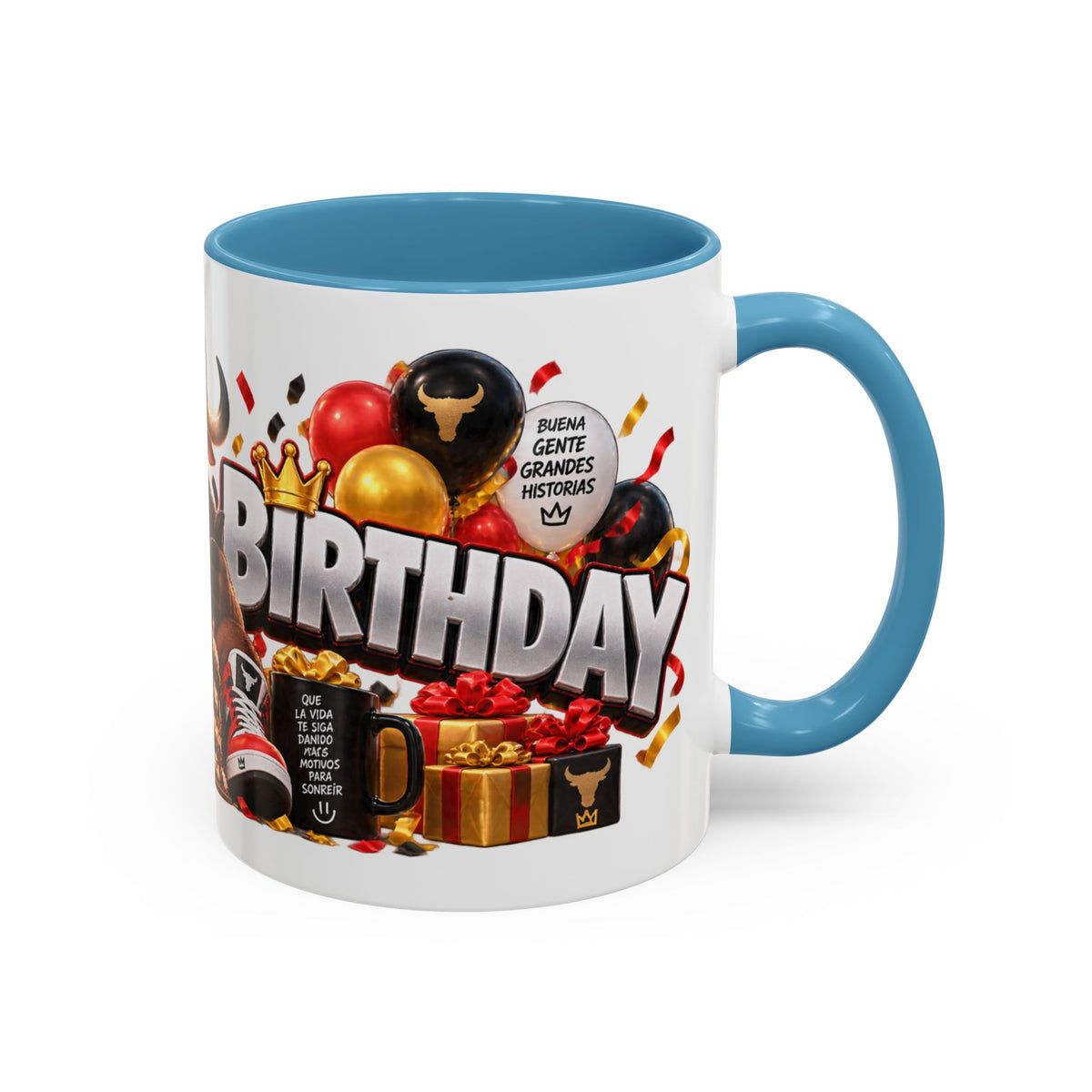 Happy Birthday Bull Mug – Colorful 3D Birthday Gift – White Coffee Mug