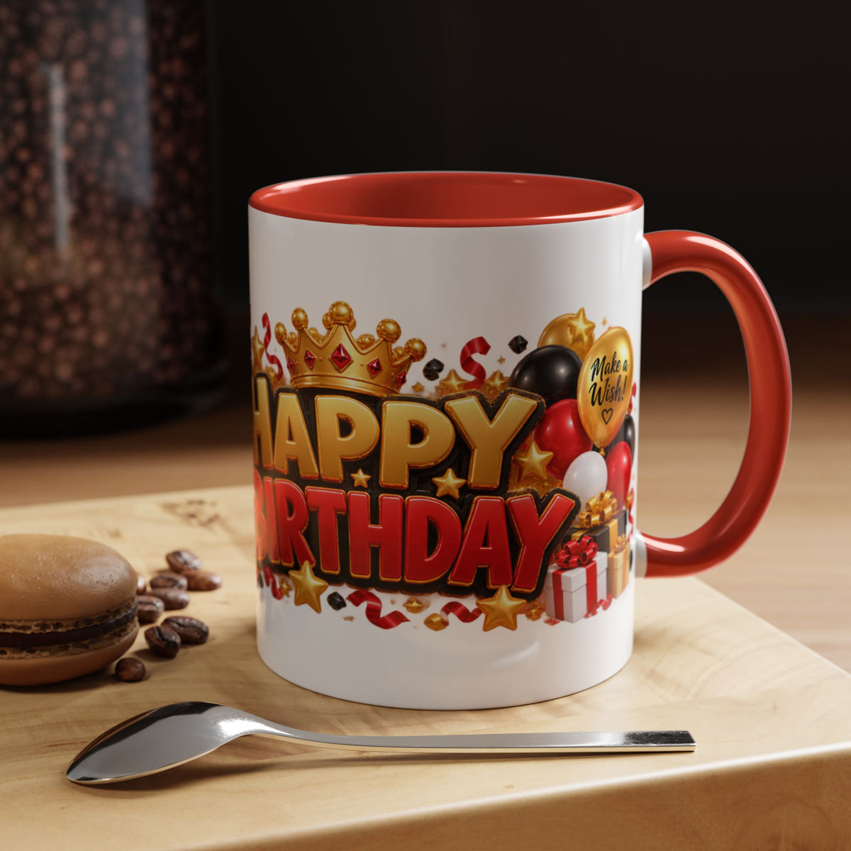 Happy Birthday Rhino Mug – Colorful 3D Birthday Gift – White Coffee Mug