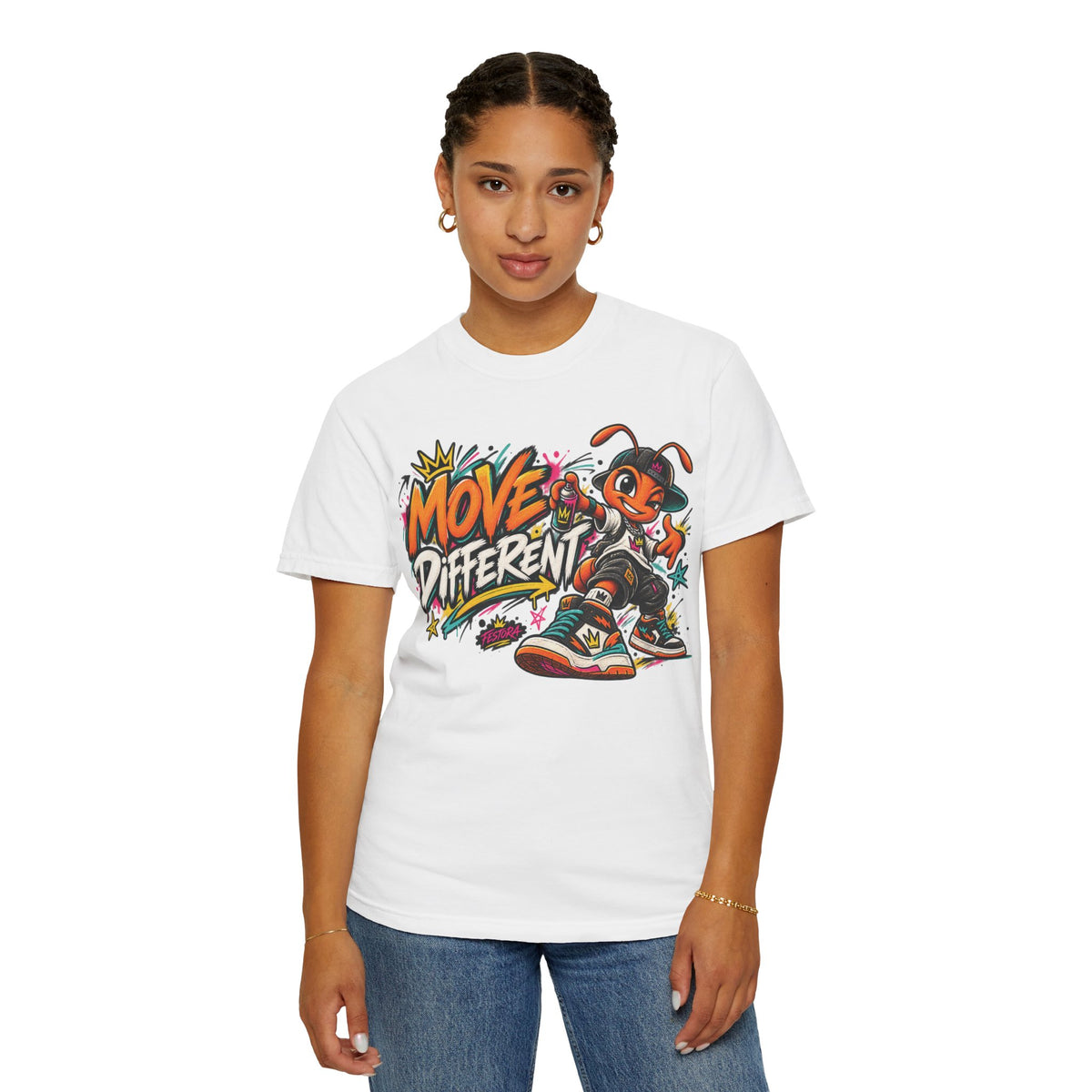 Move Different Graphic T-Shirt — Streetwear Skate Ant Mascot Design