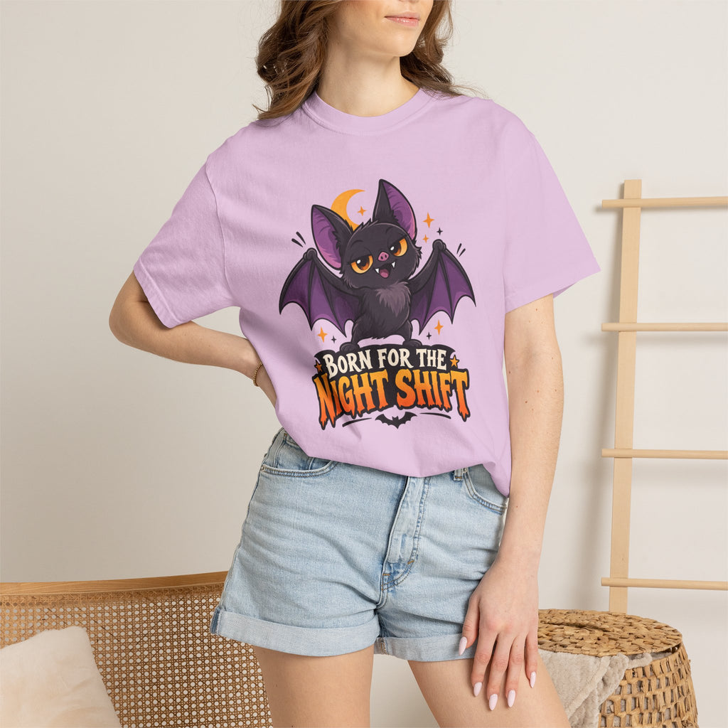 Born for the Night Shift – Cute Halloween Bat T-Shirt