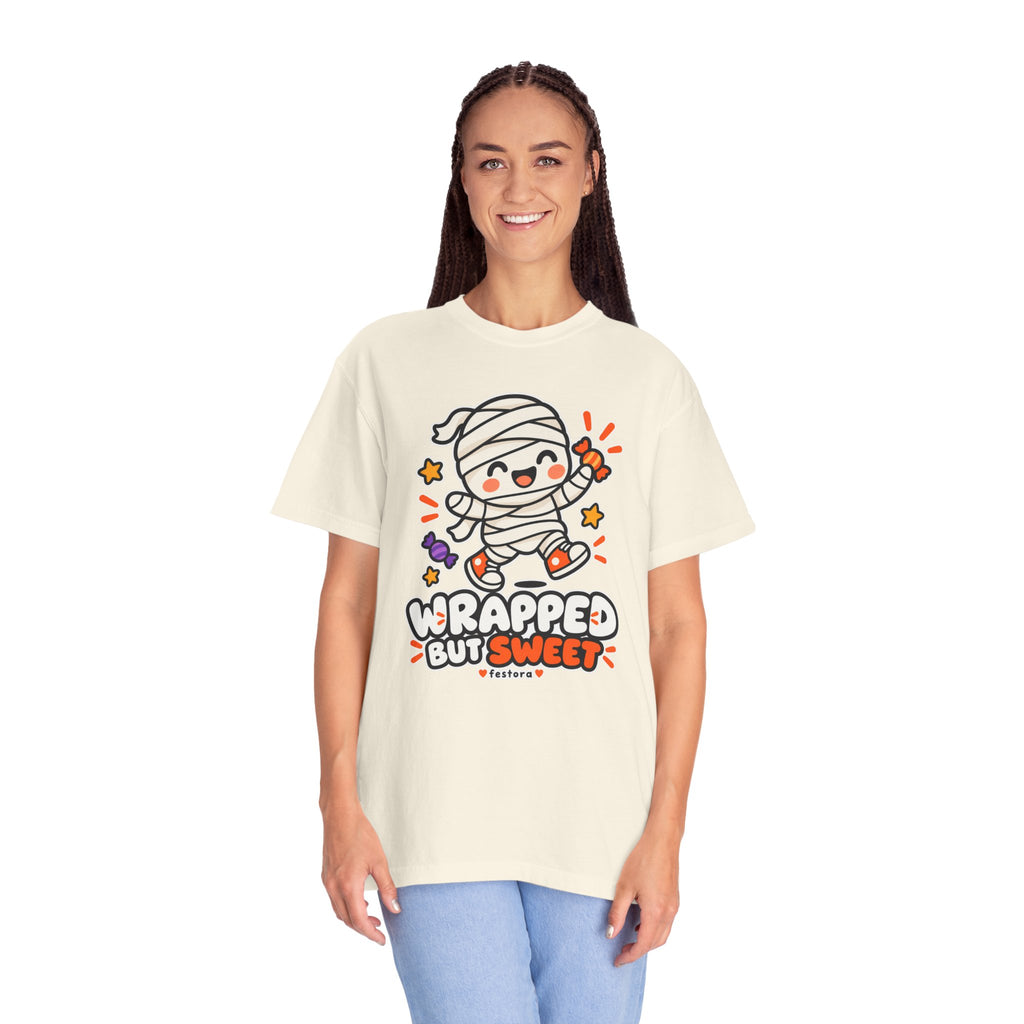 Wrapped but Sweet Halloween T-Shirt | Cute Mummy Graphic Tee