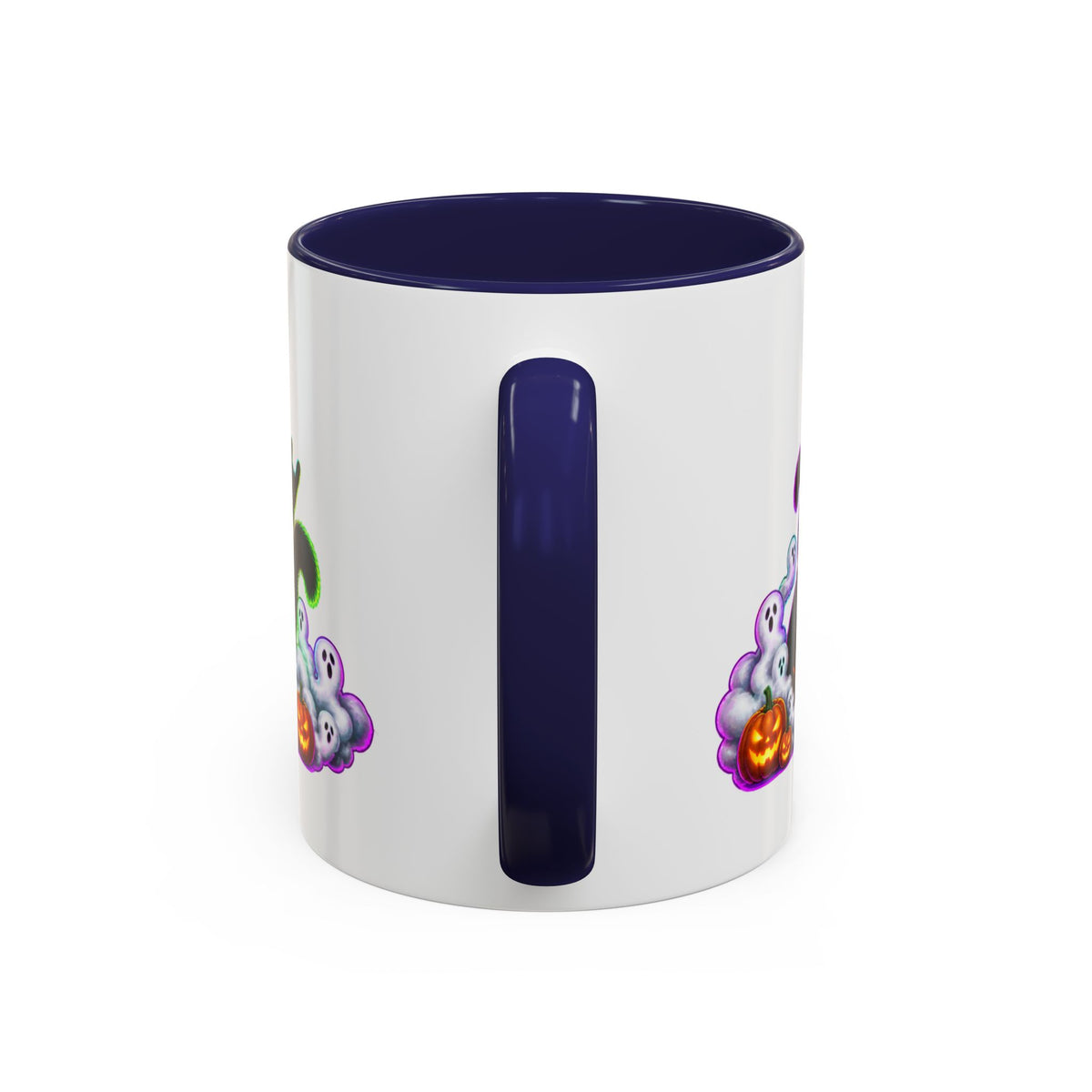 Nine Lives Zero Rules Biker Cats Halloween White Mug