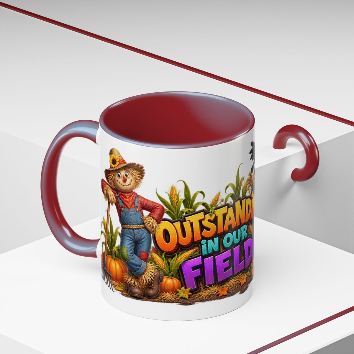 Outstanding in Our Field Funny Scarecrow Halloween White Mug