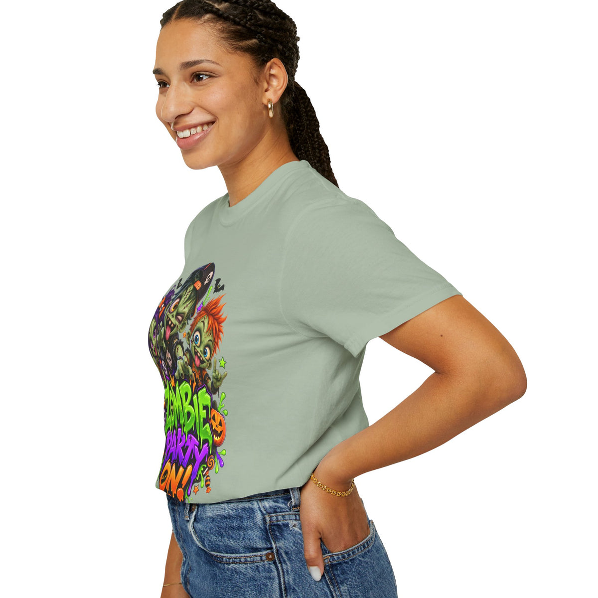 Zombie Party On! – Halloween Zombie Crew Graphic T-Shirt
